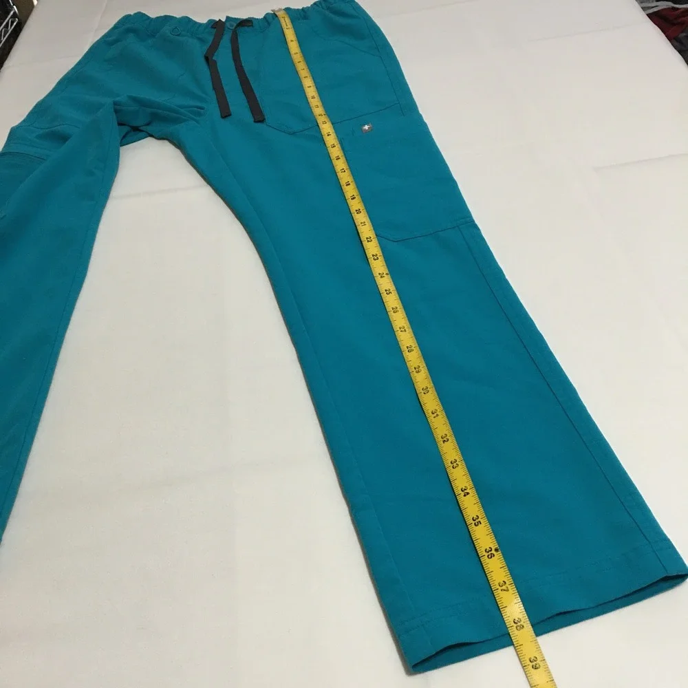 FIGS Cairo Cargo Scrub Pants Mens Small Short Teal Drawstring